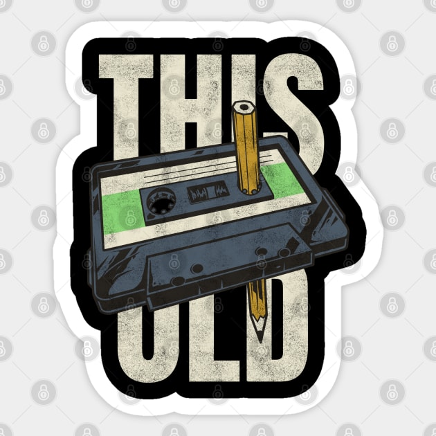 This Old Retro Cassette Tape Rewind Sticker by Stylecombinator